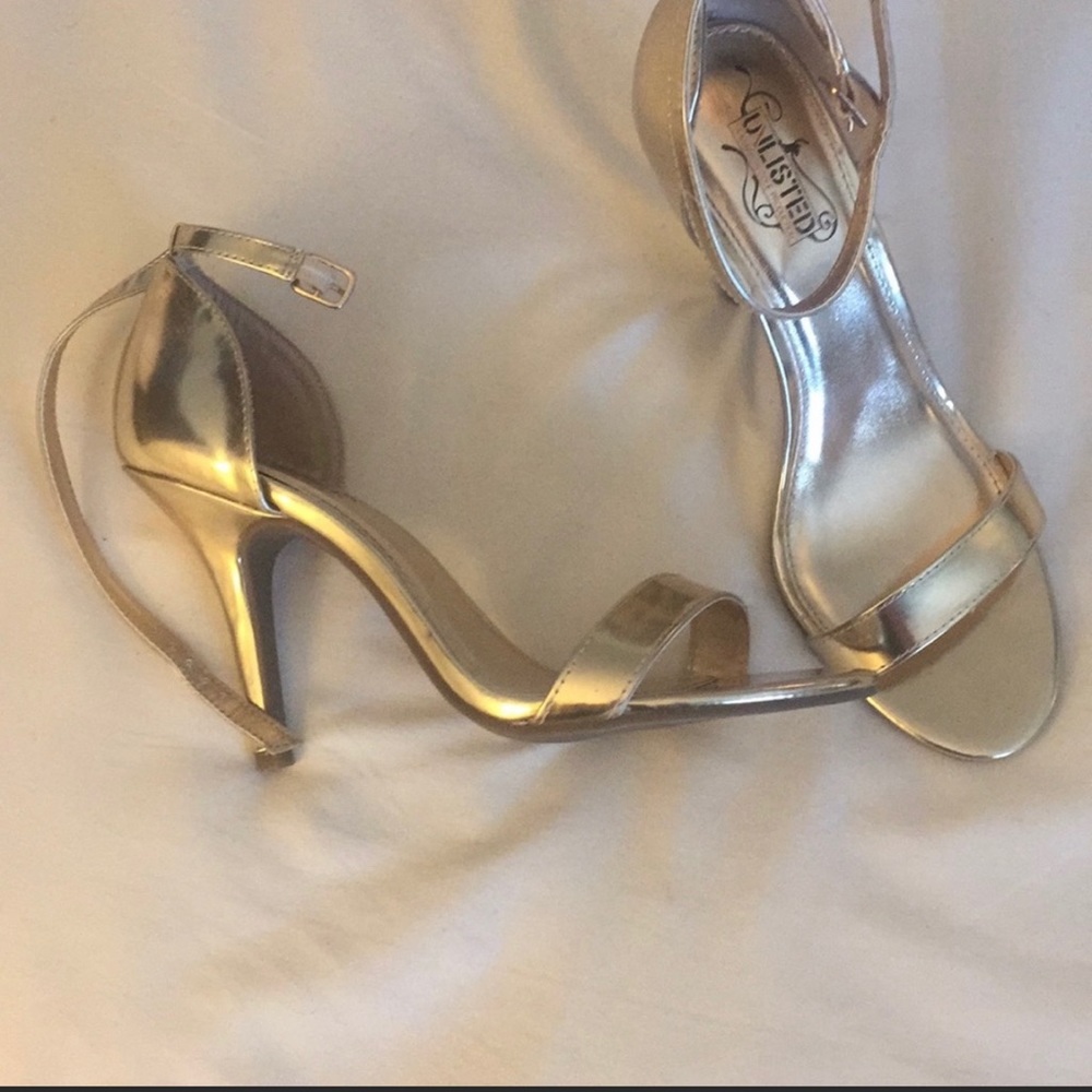 Gold 4" heels ankle strap